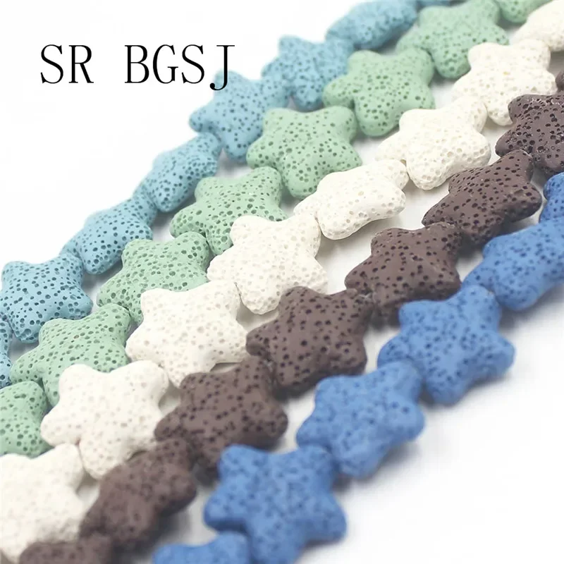 20mm  Select by Color Star Volcanic Rock Lava Loose Gems Spacer Beads Strand 15inch
