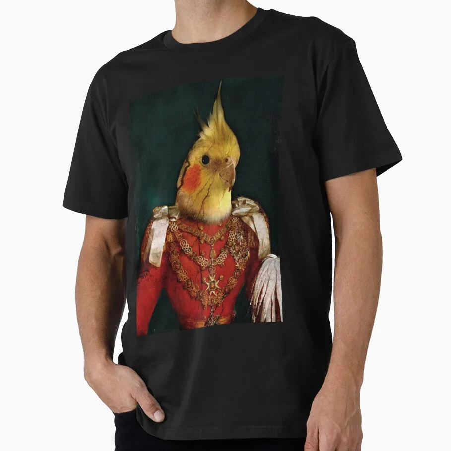 Cockatiel Portrait Funny Parrot Gift T-shirt for Birds Lover Short Sleeve Graphic Clothes All Size Tops Unisex Tee S-6XL