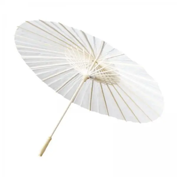 Small White Paper Parasol Blank Canvas Umbrella DIY Art Kids Craft for Bridal Party Photo Props