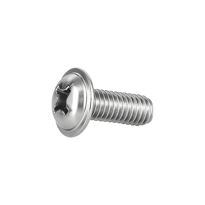 Phillips Pan Head Flange Screws 304 Stainless Steel M3 M4 M5 M6 Cross Recessed Machine Screws With Washer DIN967