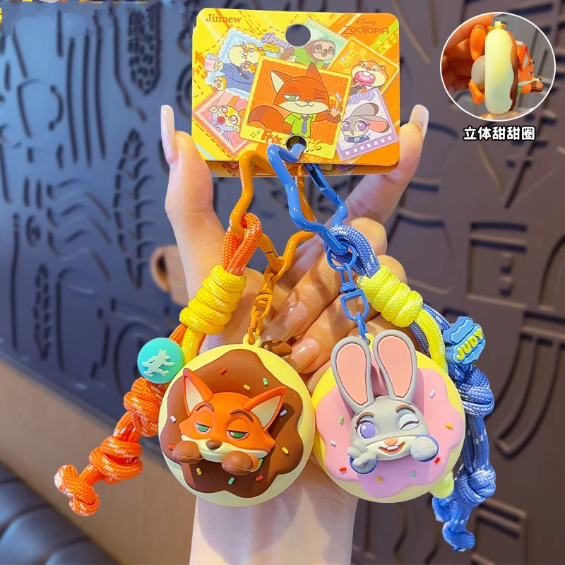 

Kawaii Disney Cartoon Zootopia Judy Hopps Donut Doll Keychain Nick Wilde Couple Backpack Pendant Birthday Gift Accessories