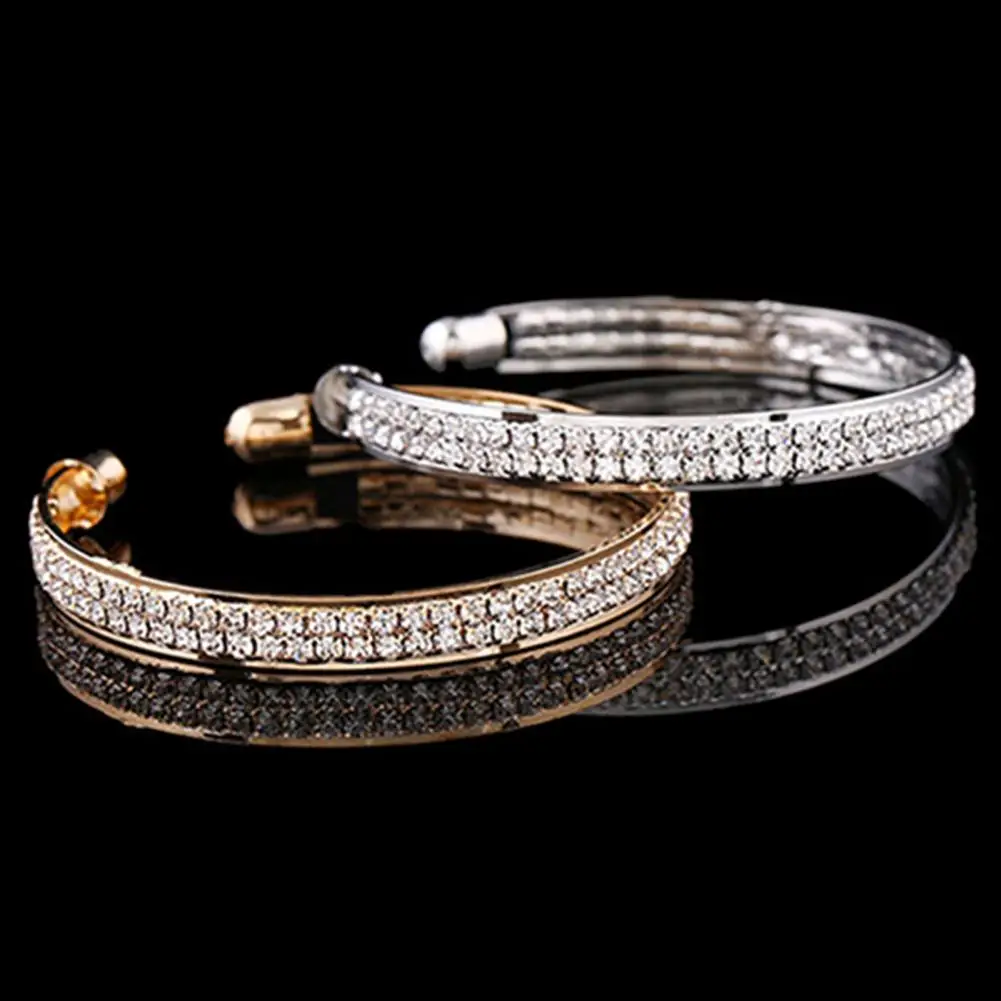 Bangle Bracelet Opening End Rhinestone Women Charm Silver Bracelet for Club Trendy Jewelry Bracelets  Jewellery Women