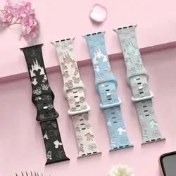 Engraved Floral Strap For Apple Watch band 44mm 49mm 45mm 41mm 40mm 38mm correa Bracelet iWatch Series ultra 2 9/8/7/6/3/10/SE
