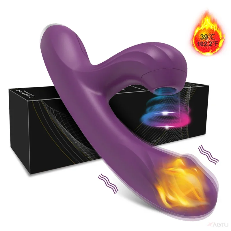 Clit Sucker 2 in 1 Vibrator for Women G-Spot Clitoris Vacuum Stimulator Heating Dildo Female Sex Toy Adults Goods