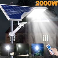 Aluminum LED Solar Light with Remote Control, Outdoor Garden Wall Lamp, Solar Street Light, IP65, 500000LM, New