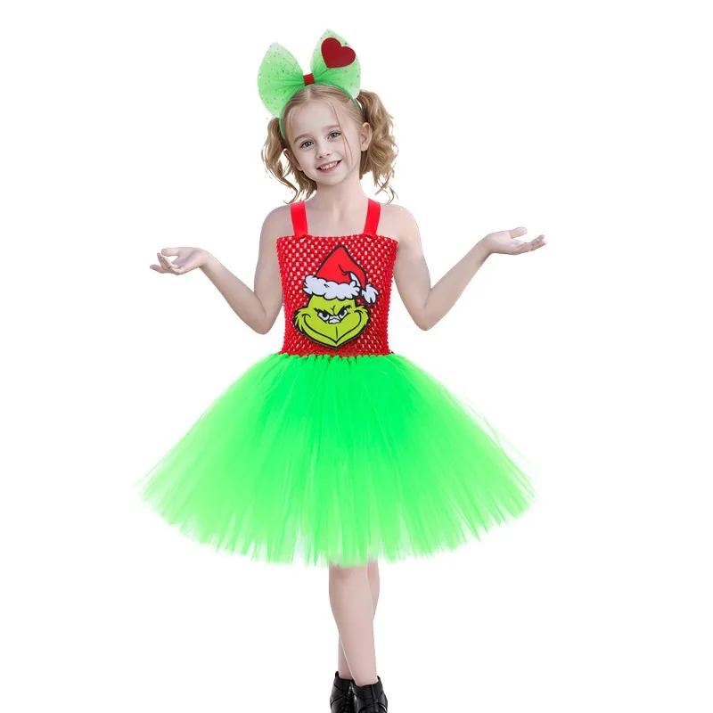 زي عيد الميلاد الجديد ذو الشعر الطويل الوحش سانتا كلوز أداء الشعر الأخضر للأطفال