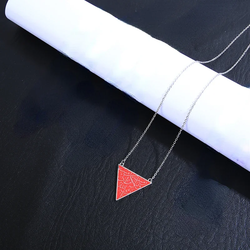 قلادة بدلاية مثلث من الفولاذ المقاوم للصدأ للرجال والنساء ، مجوهرات عربية ، ذهب 18 قيراط ، أسماء الشرق الأوسط #3