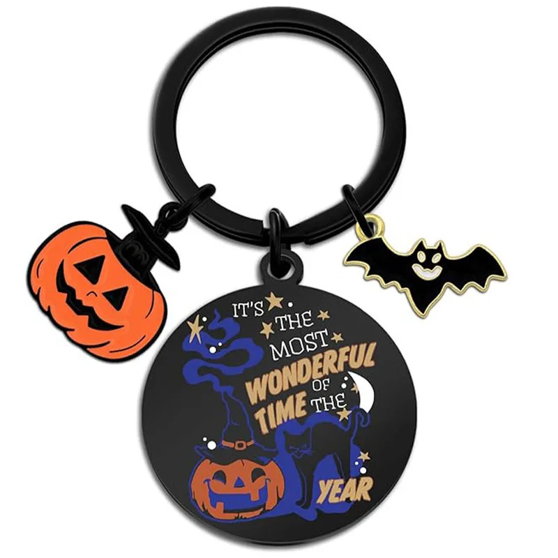 

Popular Halloween Color Printing Stainless Steel Keychain Ghost Pattern Printing Pendant Mysterious Gift Accessories Cartoon