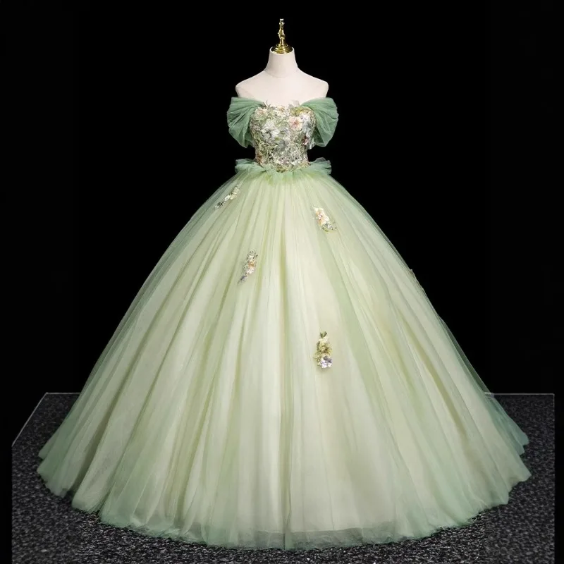 

Зеленое вечернее платье Forest Series Vocal and Piano Art Exam Performance Pong Dress Банкетное платье для взрослых Церемониальное платье High End Niche