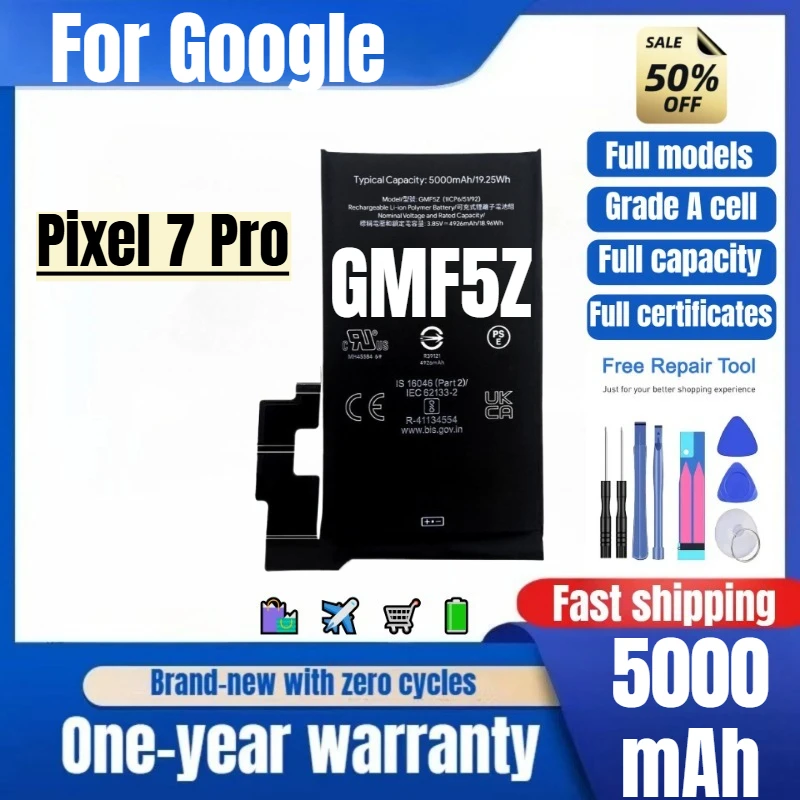 GMF5Z for Google Pixel 7 Pro Phone Battery 0Cycle High Quality High Capacity Battery Replacement Bateria Grade A Cell with Tools
