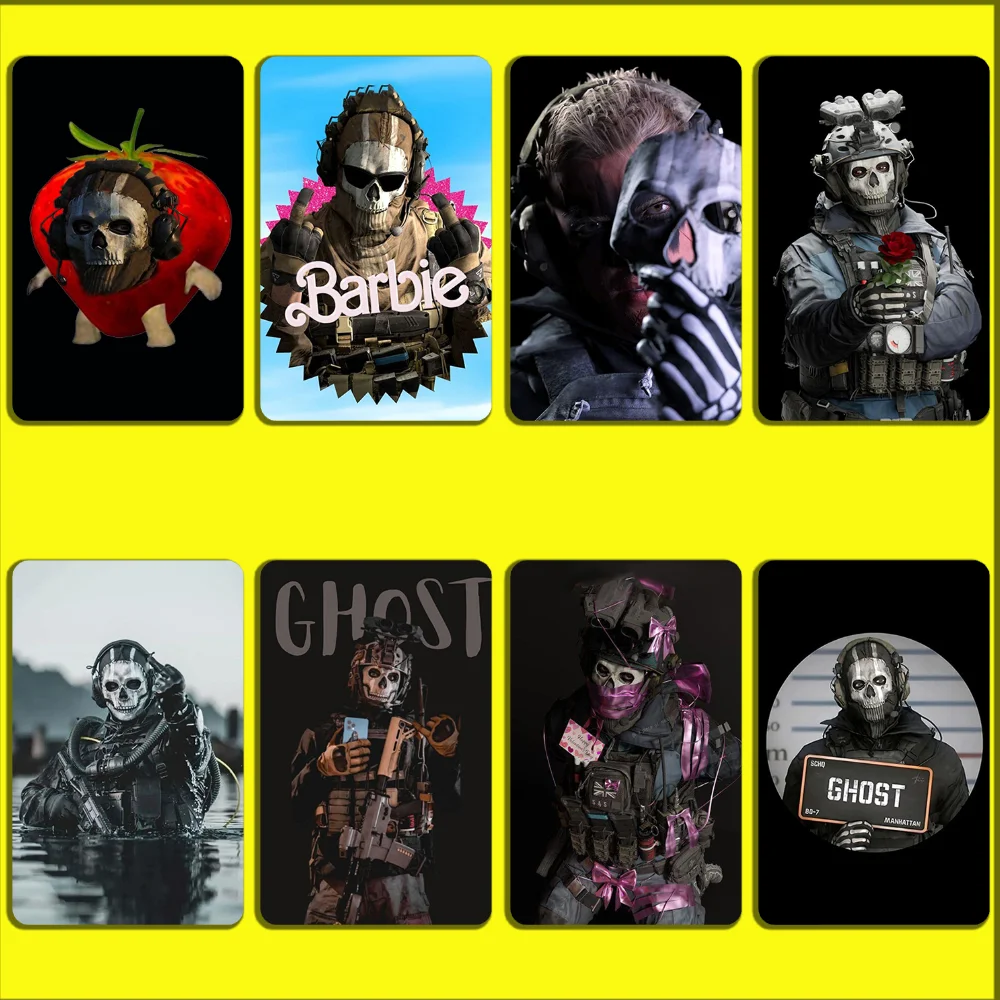 COD Call Of D-Duty Ghost Stickers For Debit Bank Credit Cards Metro Bus Pass Sticker Decoration Cover 4PCS Card Skin