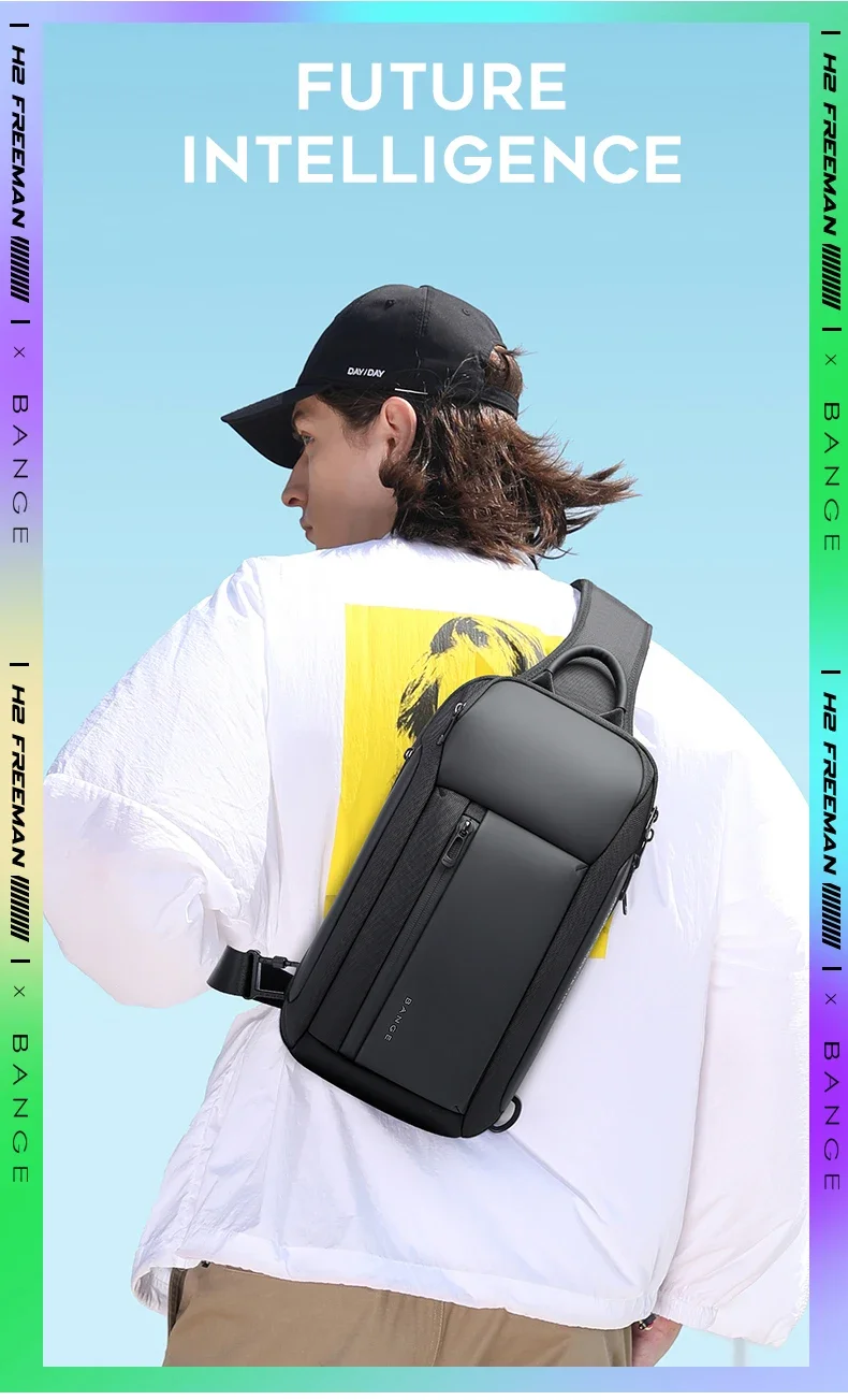 BANGE Chest Bag Six Trend Colors Chest Oxford Trendy Waterproof Fashion Items, Large Capacity Memory for Both Men and Women