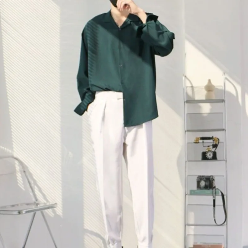 

Мужская рубашка с длинным рукавом из ледяного шелка: летняя, тонкая, премиум-класса, струящаяся, повседневная, модная, в брутальном стиле, для создания эффектного образа