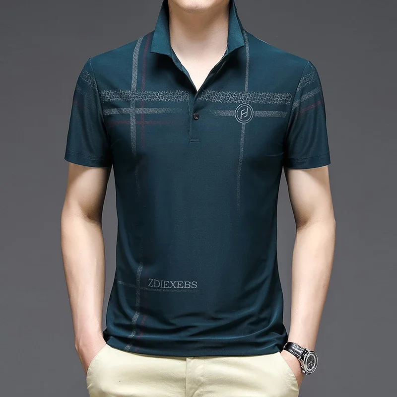 2024 Summer New Men\'s Printed Short Sleeved POLO Shirt Comfortable and Cool Casual Fashion T-shirt