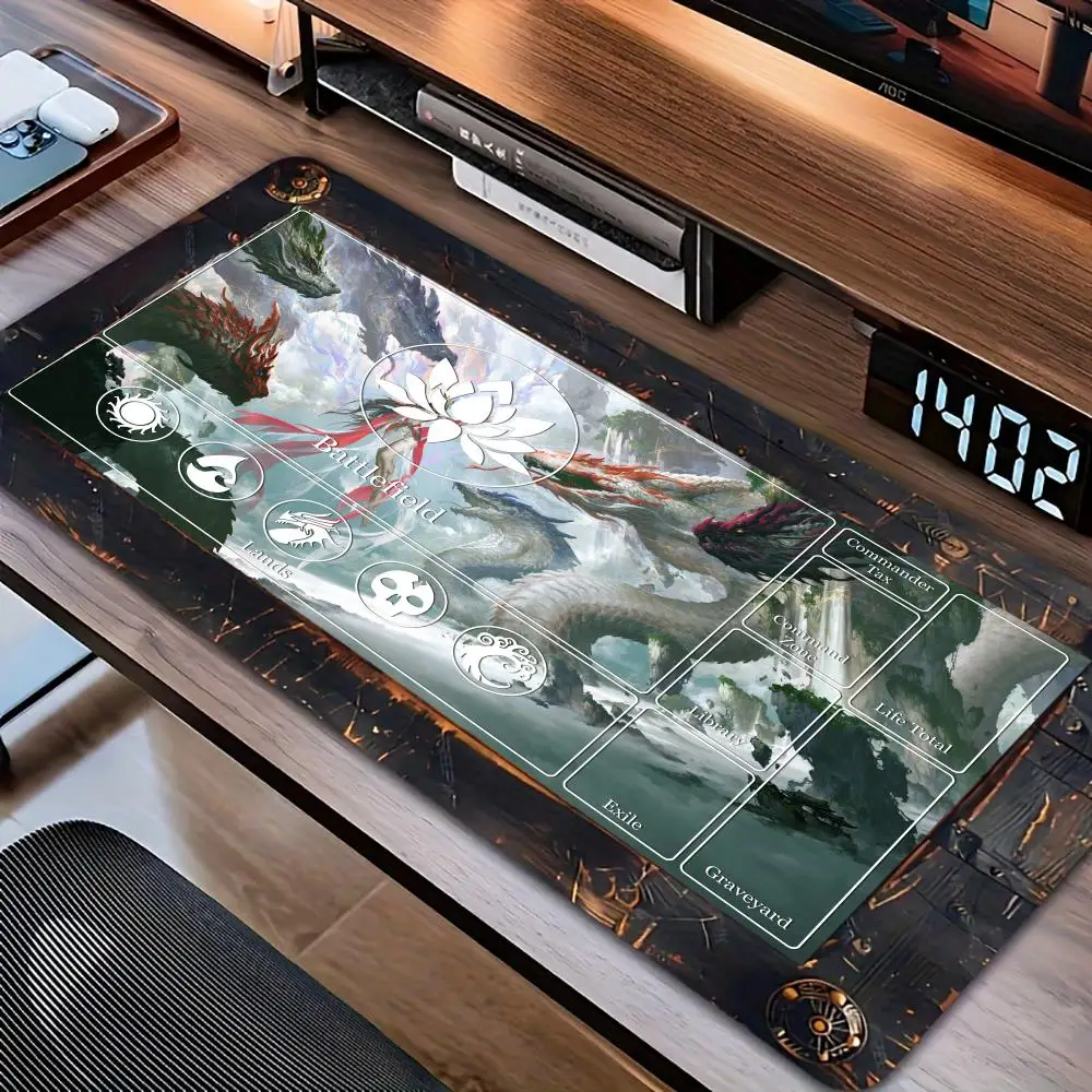 Trading Card Game Magic playmat rubber anti-slip edge locking pc accessories gaming mats Dragon Lotus Design Desk Mat