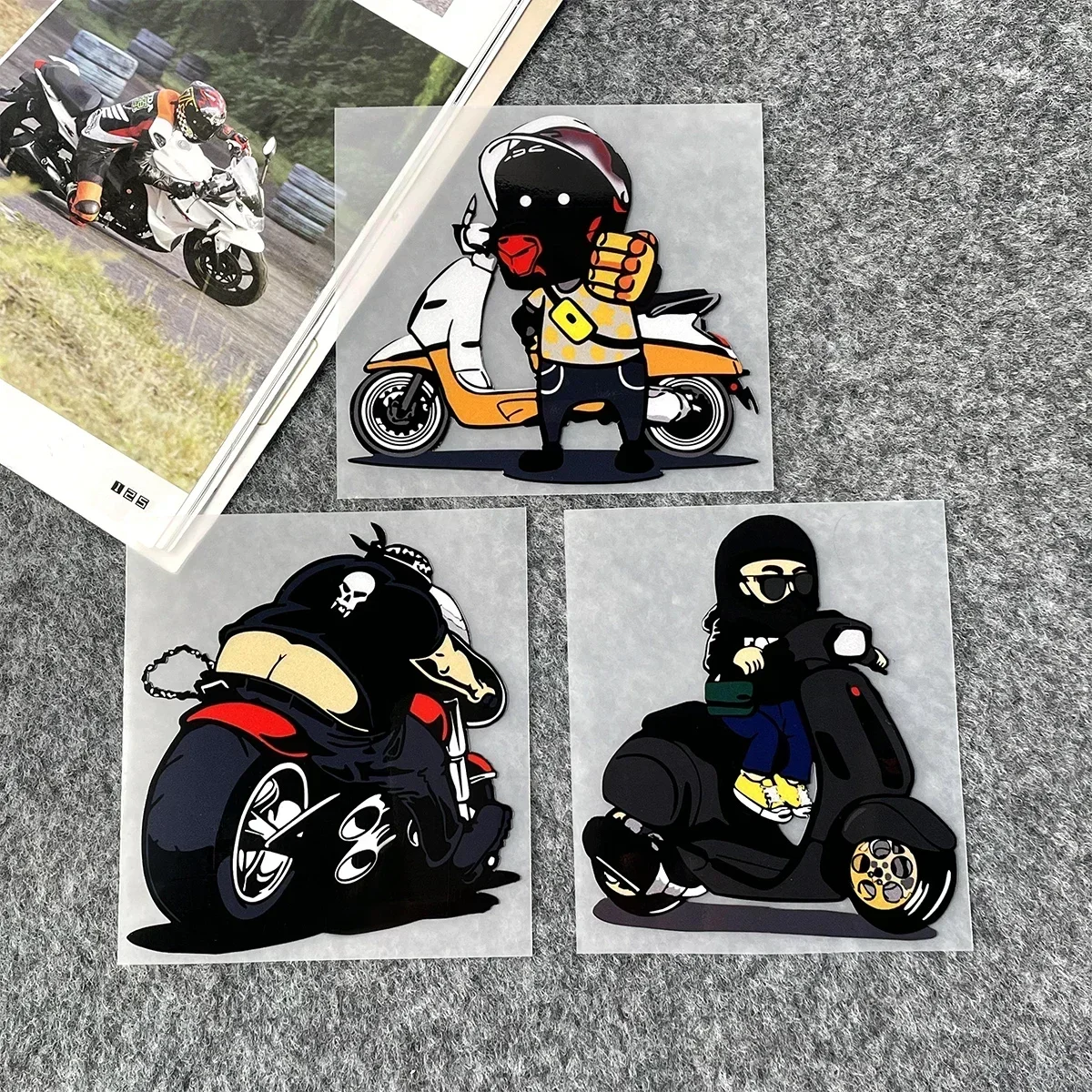 Moto Rider Reflective Motorcycle Stickers Decor Moto Scooter Body Windshield Helmet Vinyl Decals Accessories for Vespa Piaggio