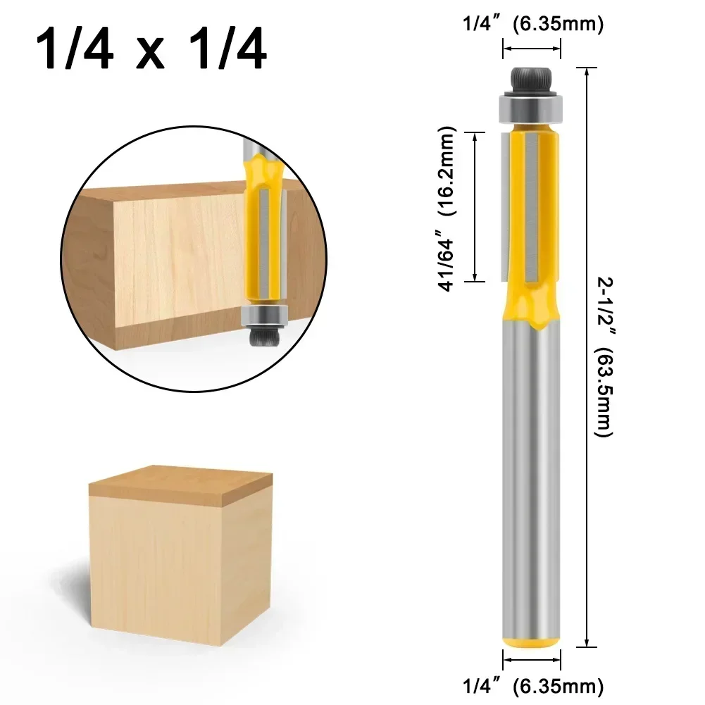 

1 шт., 6 мм, 6,35 мм, хвостовик 3ZFlush Trim, фреза с подшипником для шаблона по дереву, фреза из карбида вольфрама для дерева