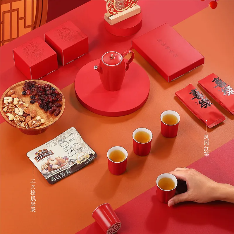 Dragon Year Chinese Style New Year Tea Set Cultural and Creative Gift Red Envelope Calendar Corporate Bank Annual Meeting Gift f
