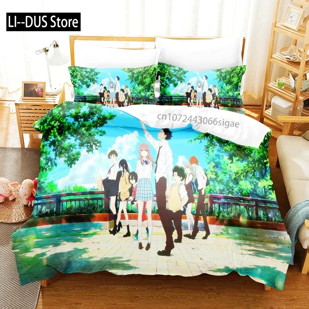 

A Silent Voice Bedding Set Single Twin Full Queen King Size Bed Set Adult Kid Bedroom Duvet Cover Sets 3D Anime Bed Sheet Set
