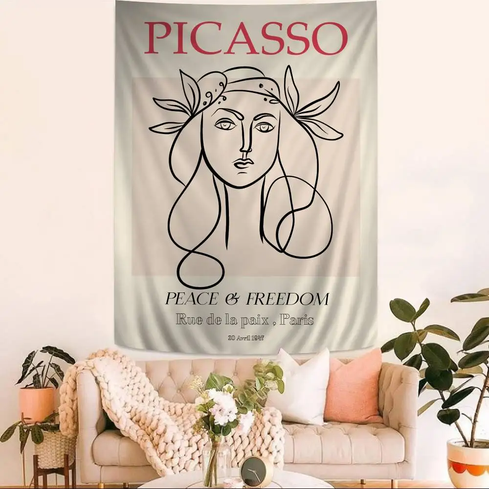 Picasso Frau Cartoon Wandteppich Home Dekoration Hippie Bohemian Dekoration Wahrsagerei Home Decor