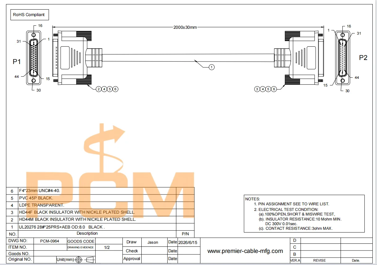 HD44 44-Pin D-Sub Buchse auf Stecker Verlängerungskabel Abgeschirmtes Signalkabel für Industrieautomation I/O-Geräte & SPS-Systeme – Detail 3