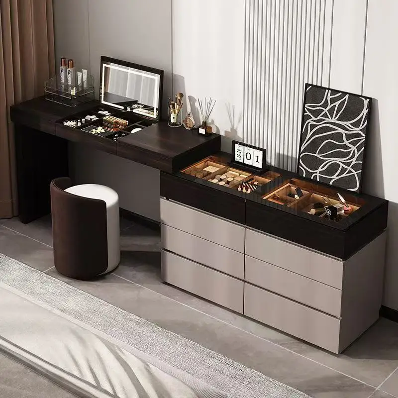 Italian Minimalist Vanity Table With Drawer Storage Bedroom Corner Vanity Table With Light Mirror Cool Meuble Chambre Furniture
