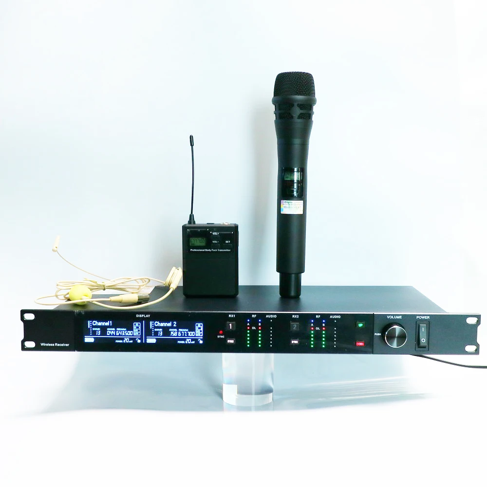 

New 200 Channel AD4D Wireless Microphone System1 KSM8 Handheld 1 BodyPack Beige Headset Karaoke Stage Vocal Digital Quality