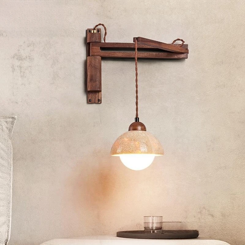 Wall lamp with switch free wire plug-in telescopic folding medieval lamp bedroom bedside wall lamp