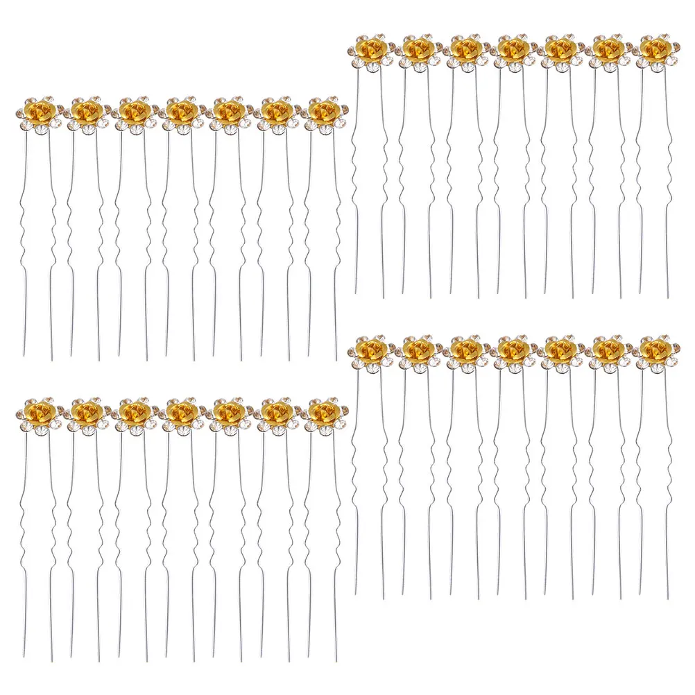 

40pcs Rhinestone Bridal Clip Rose Pins Hair Accessories Wedding Chignon Buns Stylish Elegant Decorative Formal Occasion