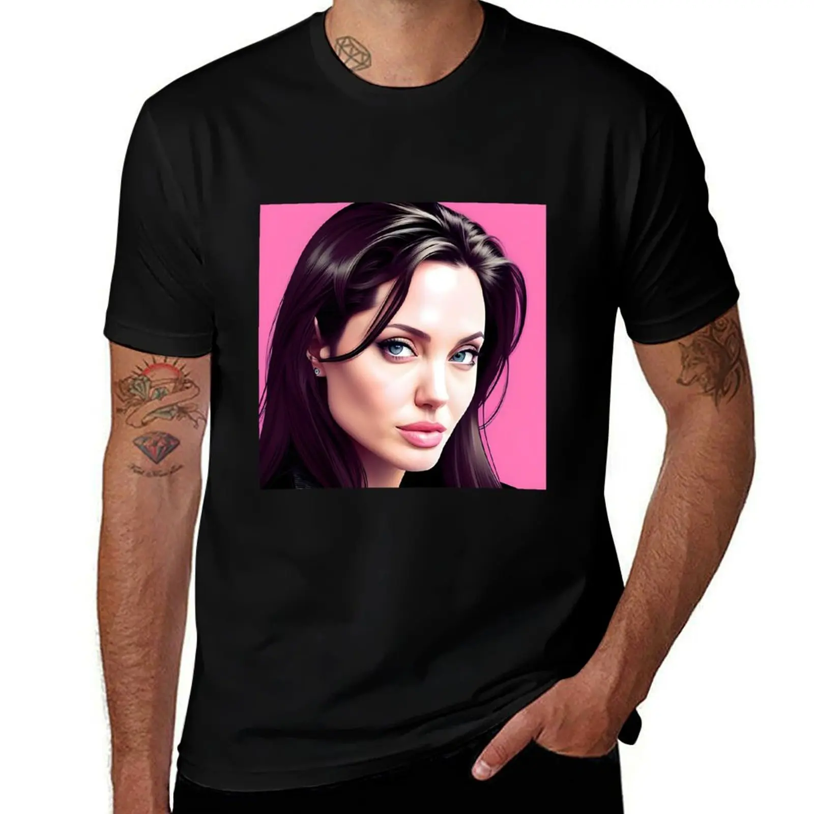 

Angelina Jolie - Iconic Beauty T-Shirt anime t shirts for man man t shirt cotton high quality cotton tshirt 100% T-shirt