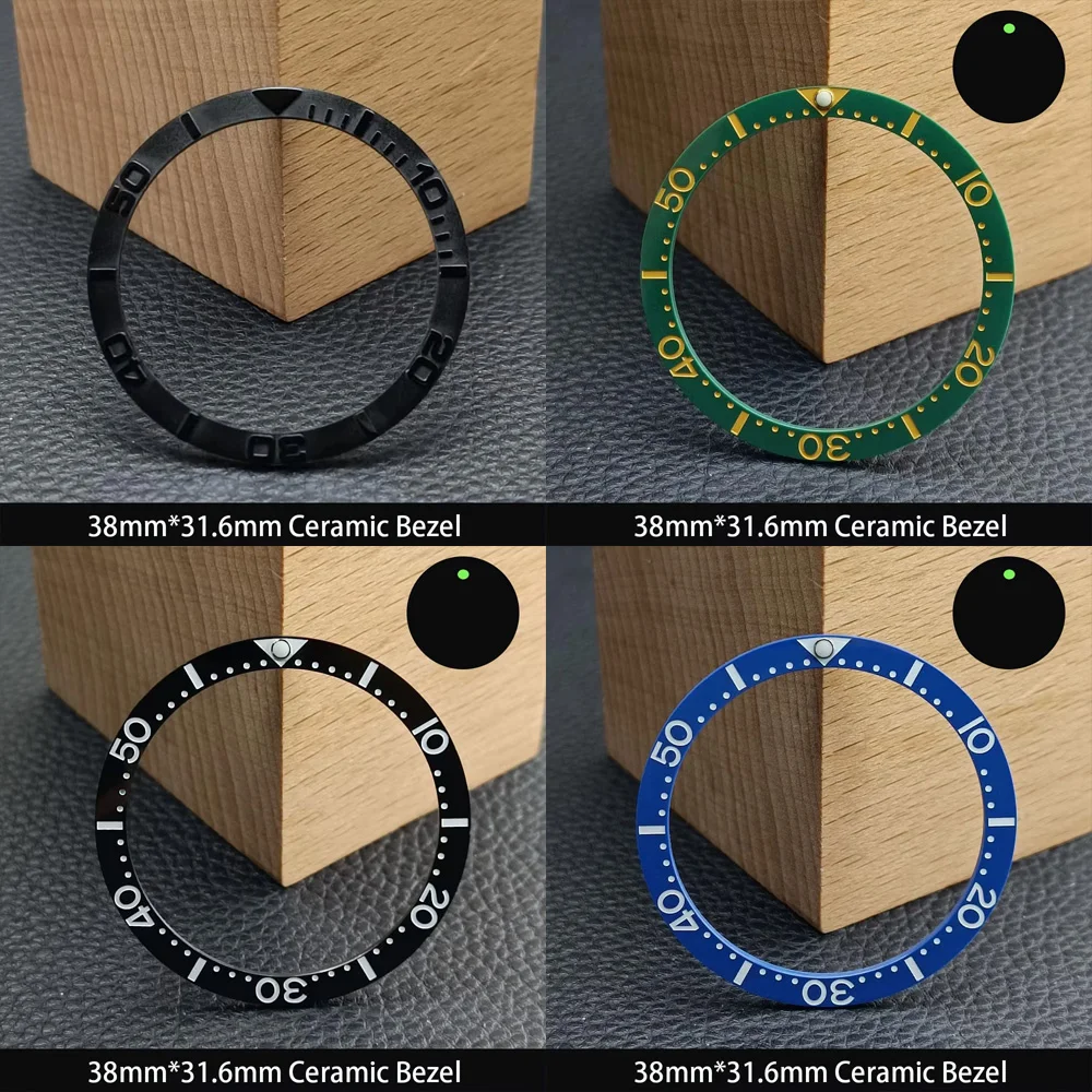 Flat High Quality Ceramic Bezel Insert 38mm*31.6mm Watch Replacement Watch Parts Accessories Luminous Bezel Watch Parts