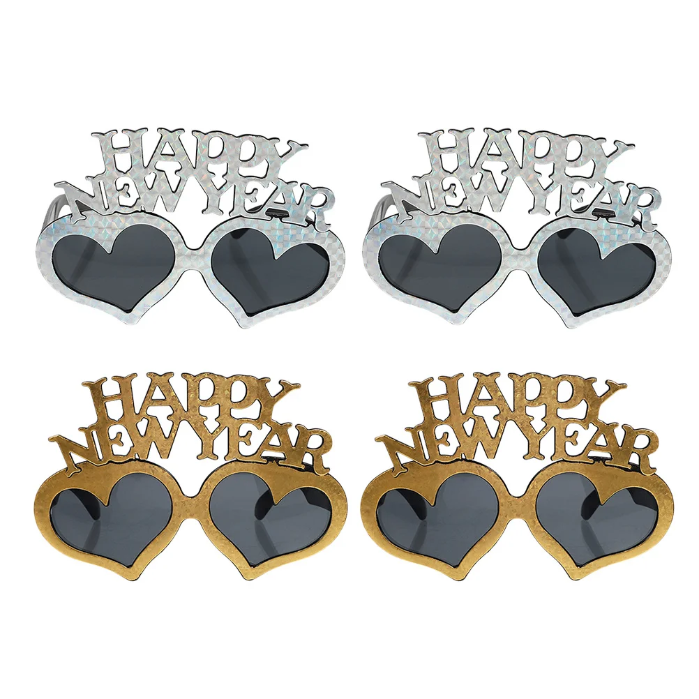 

4Pcs Party Eyeglasses Happy New Year Photo Props Lightweight Fun Party Decor New Year Glasses Prom Eyeglasses