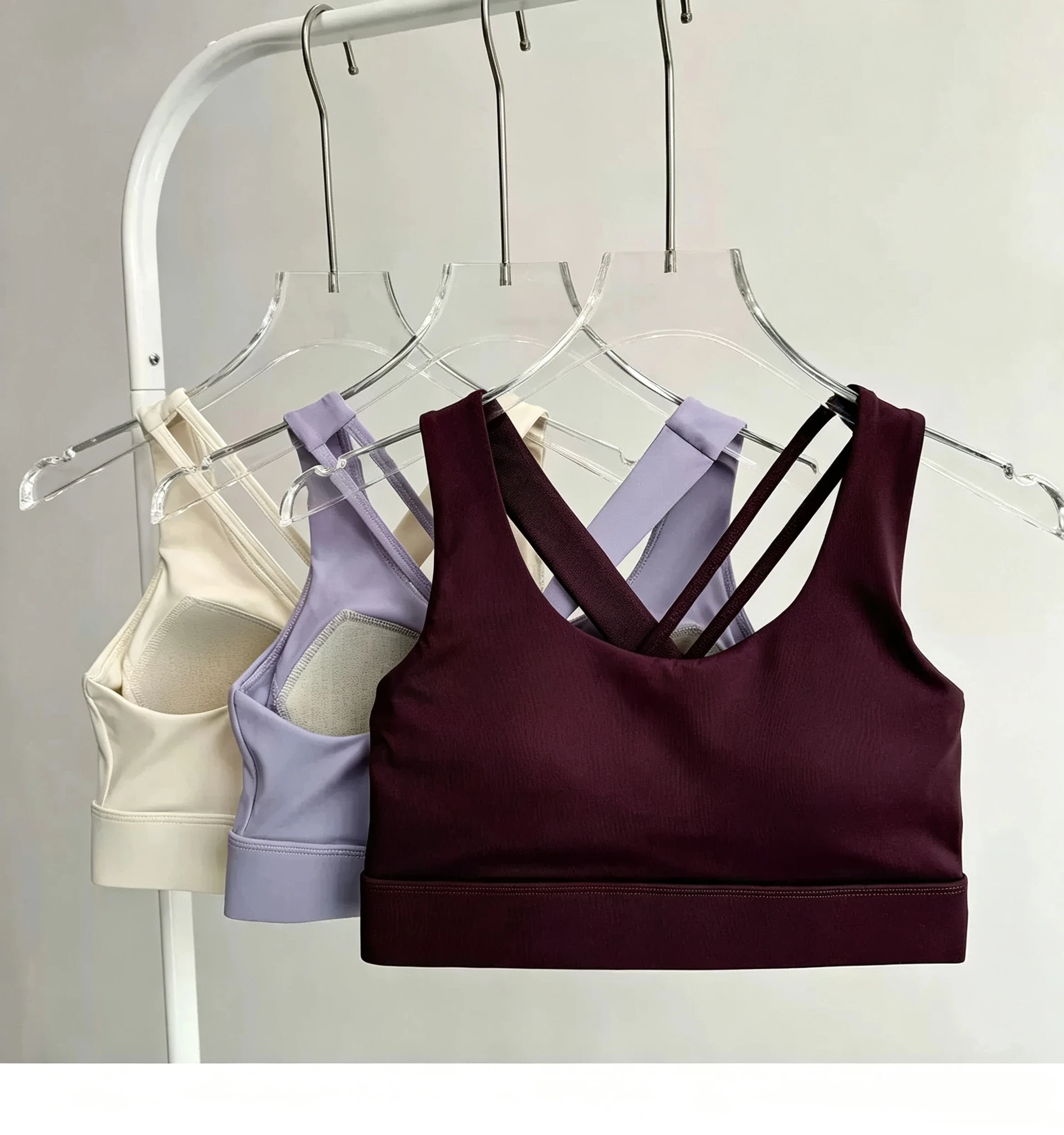 Stoßfester Sport-BH für Damen, einteiliges Racerback-Tanktop mit verstellbaren Haken, professioneller BH für Laufen, Yoga, Training und Fitness – Detail 11
