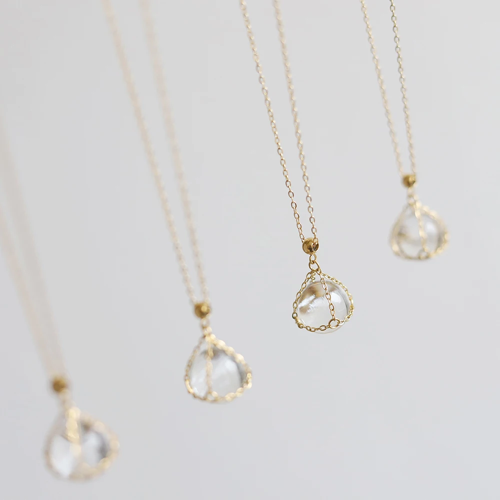 Stainless Steel Plated 18k Gold Exquisite Crystal Ball  ​Pendant Necklace Women Wedding Bridesmaid Jewelry