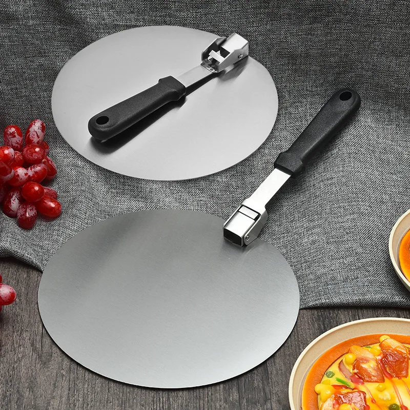 Pizza Shovel Spatula Plastic Round Stainless Steel Pastry Paddle Handle Foldable Non-Stick Cake Tools Kitchen Baking Accessories