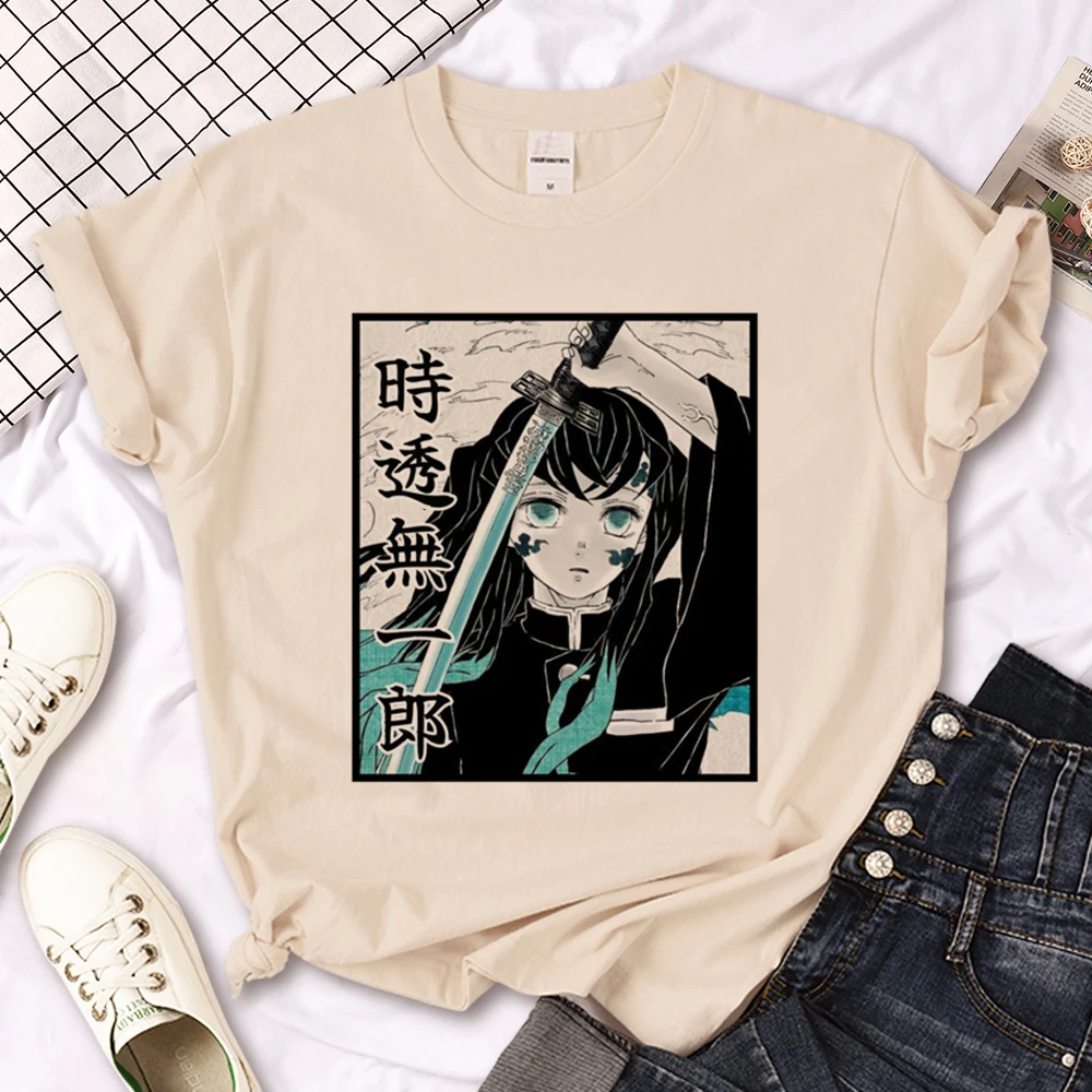 Camiseta de Muichiro Tokito para mujer, camisetas de manga para niña, ropa de cómic harajuku y2k