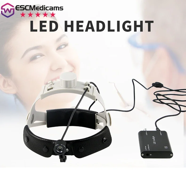 

Dental Surgical LED Headlight Headband Binocular Loupes Brightness Spot Ajustable Headlamp Dental 3W Headband Light Instrument