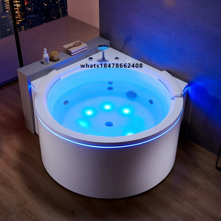 High End Hydro Sex Massage Bathtub and Jakuzzi whirlpool Spa Tub Round Waterfall Hydrotherapy Jetted Tub for Corner Bath