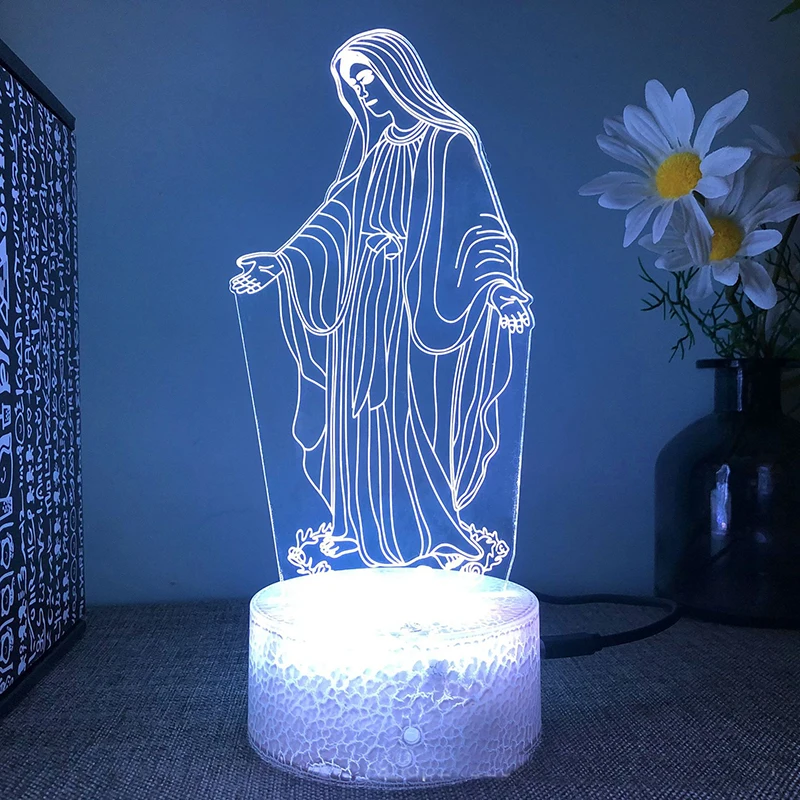 Jesus 3d led lamp for bedroom night lights action Christian figure avatar Bible Blessed Virgin room decor gift luces