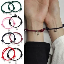 2PCS Alloy Couple Magnetic Bracelet Stainless Steel Friendship Rope Attraction Creative Men and Women Fashion Love Jewelry Gift