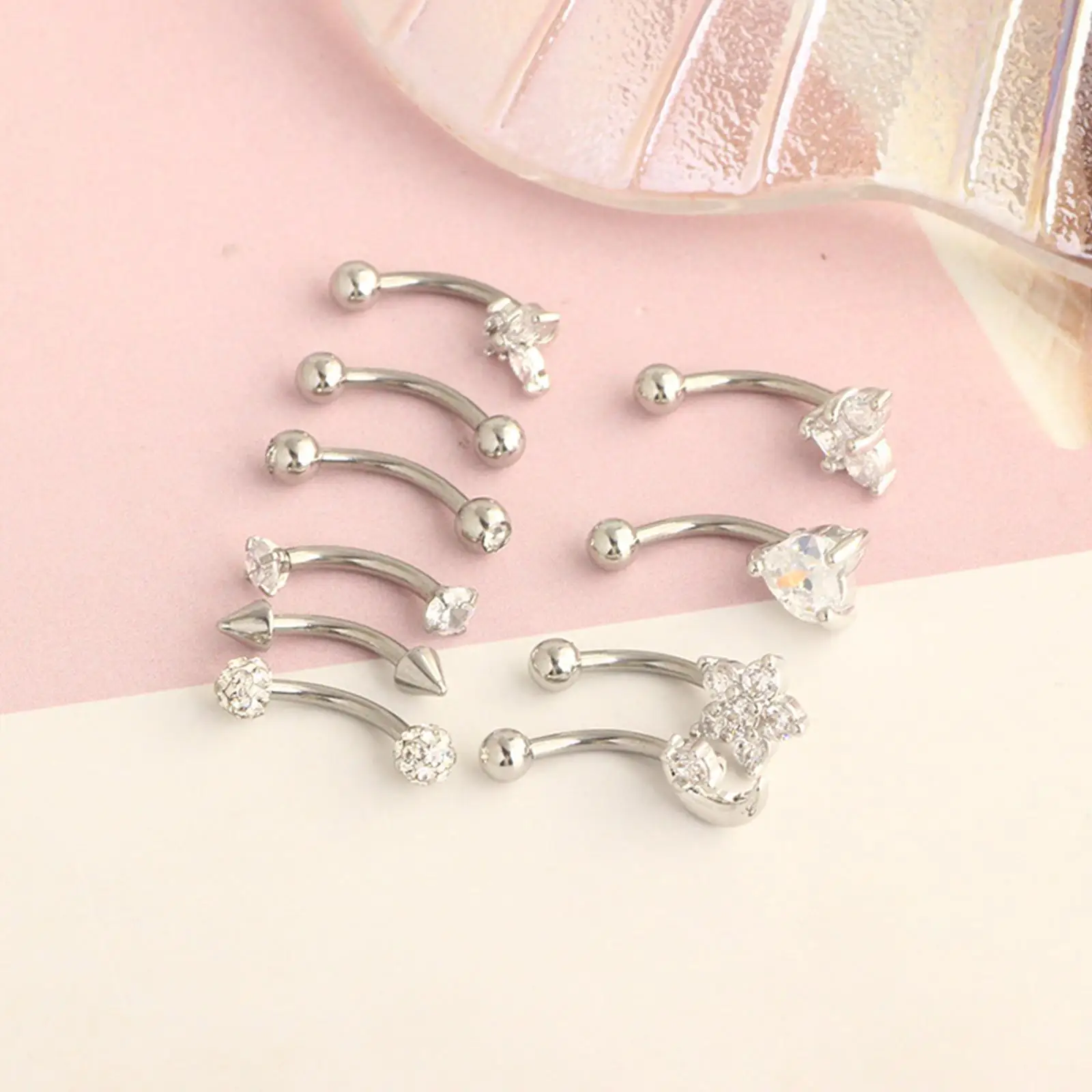 10 Pieces Nose Eyebrow Lip s Ear Multi Function Party Unique Casual Festive Bar Diamond Fashion Street Punk