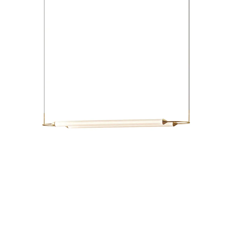 

Postmodern light luxury designer minimalist restaurant light showroom model room oval line striped glass chandelier