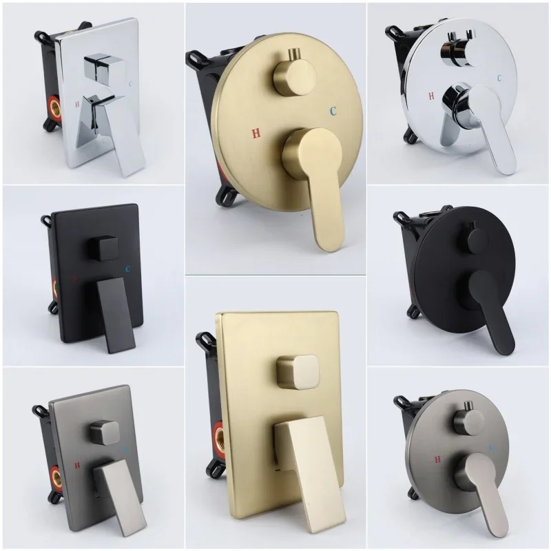 Two Function Shower System Water Mixing Control Valve Bathroom Fixture In Wall Brass Hot Cold Bath Faucet Open Close Gold Black