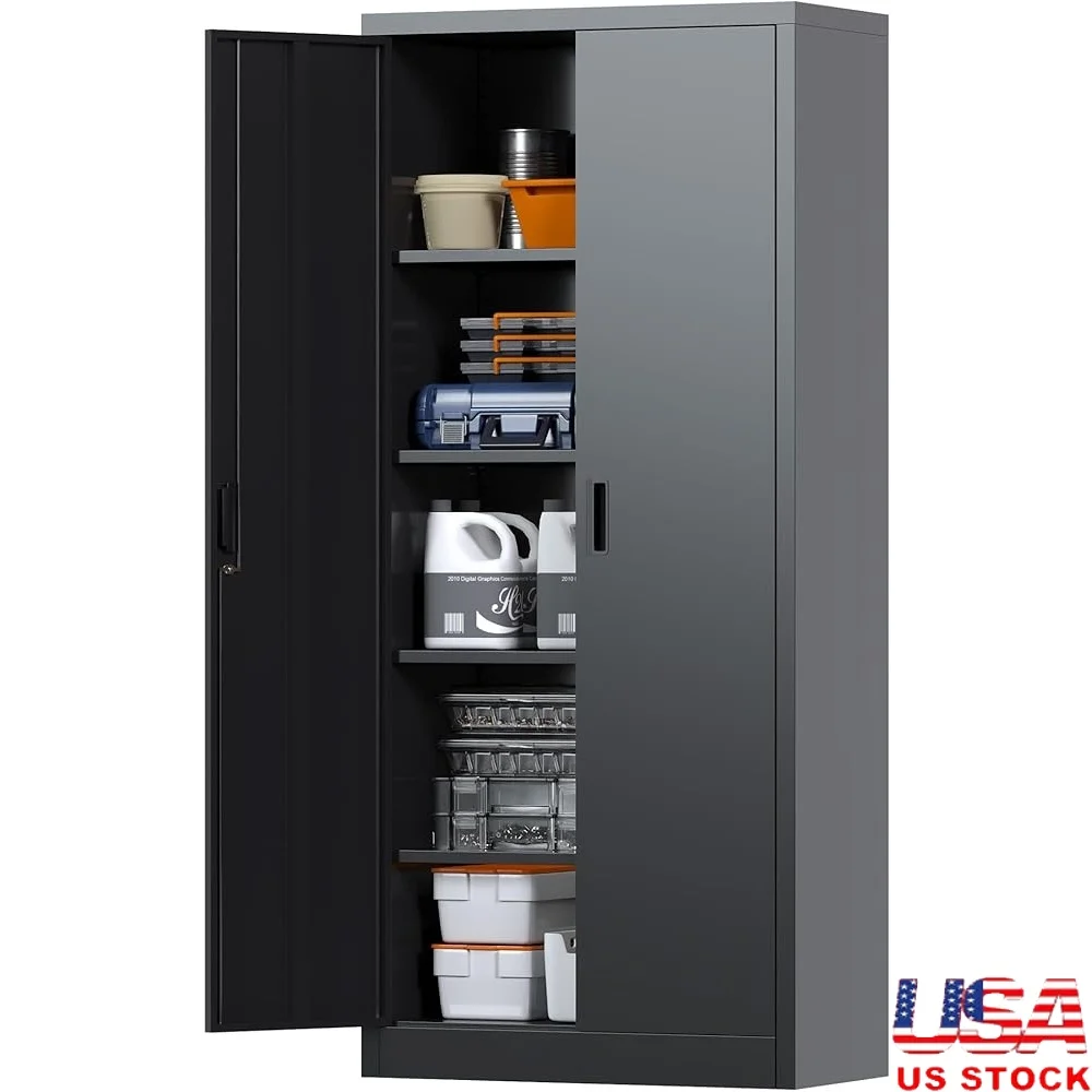 

71 Inch Locking File Cabinet Metal Storage with Adjustable Shelves Heavy Duty Tool Organizer Office Garage Utility