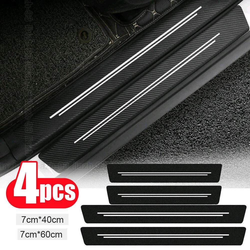 

New Universal Imitation Carbon Fiber Leather Car Door Sill Protection Strip Tough And Durable Decorative Car Sticker Accessories