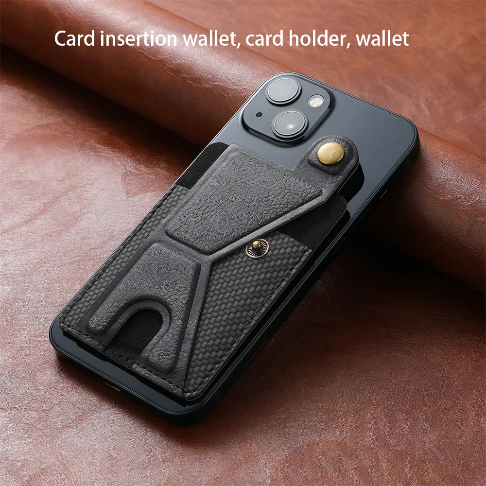 

Leather Back Adhesive Sticker Pocket with Adjustable Stand Wallet Card Bag Holder Pocket ID Case Pouch Sleeve for Back of Phone