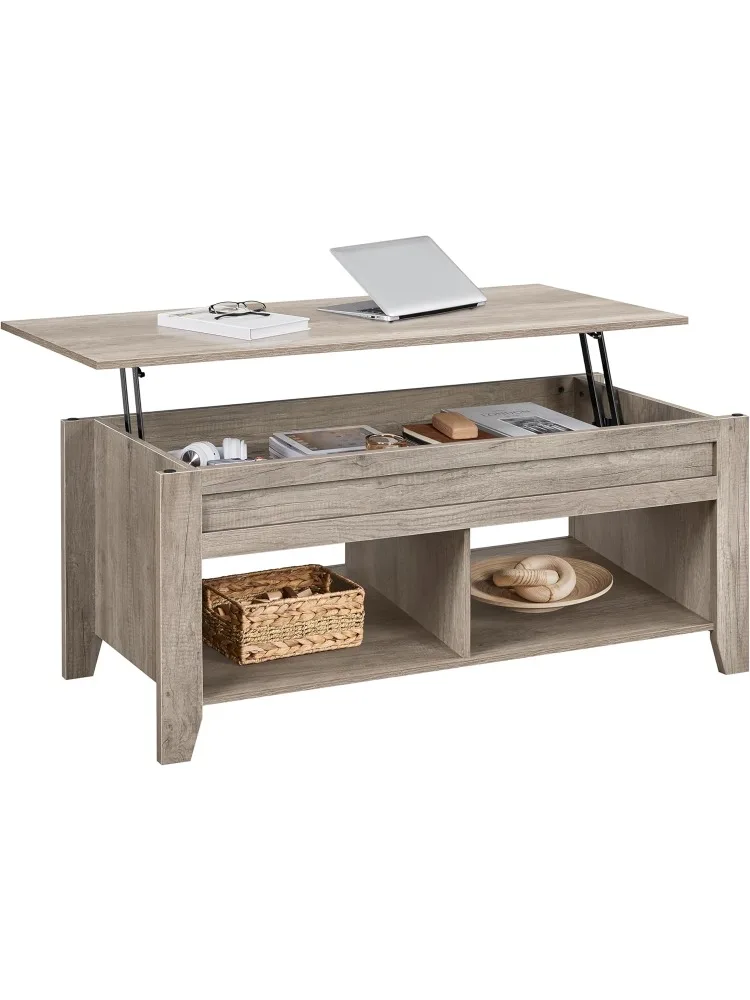 

Lift Top Coffee Table with Hidden Storage Compartment & Lower Shelf, Lift Tabletop Farmhouse Table for Living Room Off