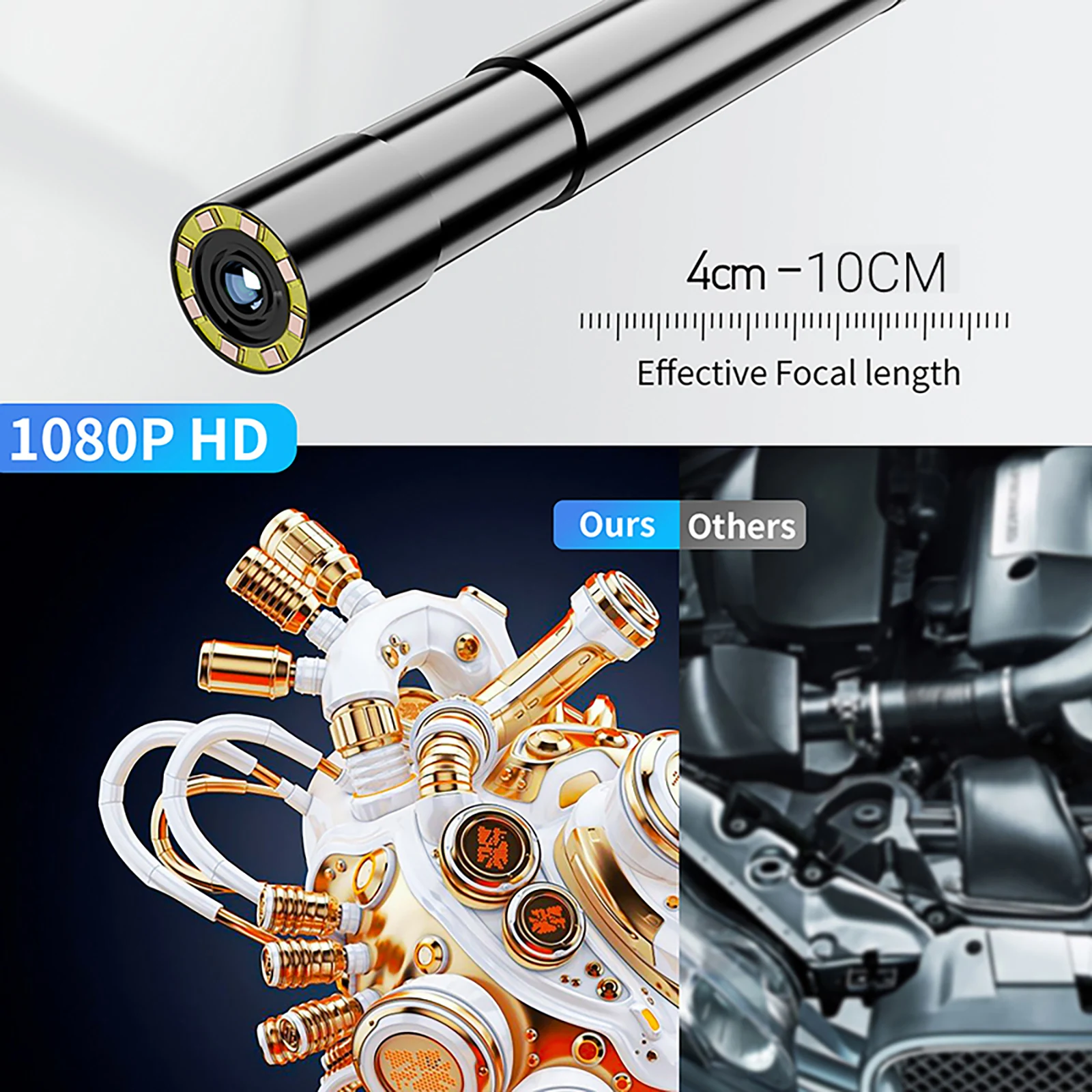 Industrial Endoscope Camera 4.3 " HD 1080P Car Inspection Borescope IP67 Waterproof Sewer Camera With LED  for Sewer Pipe HVAC
