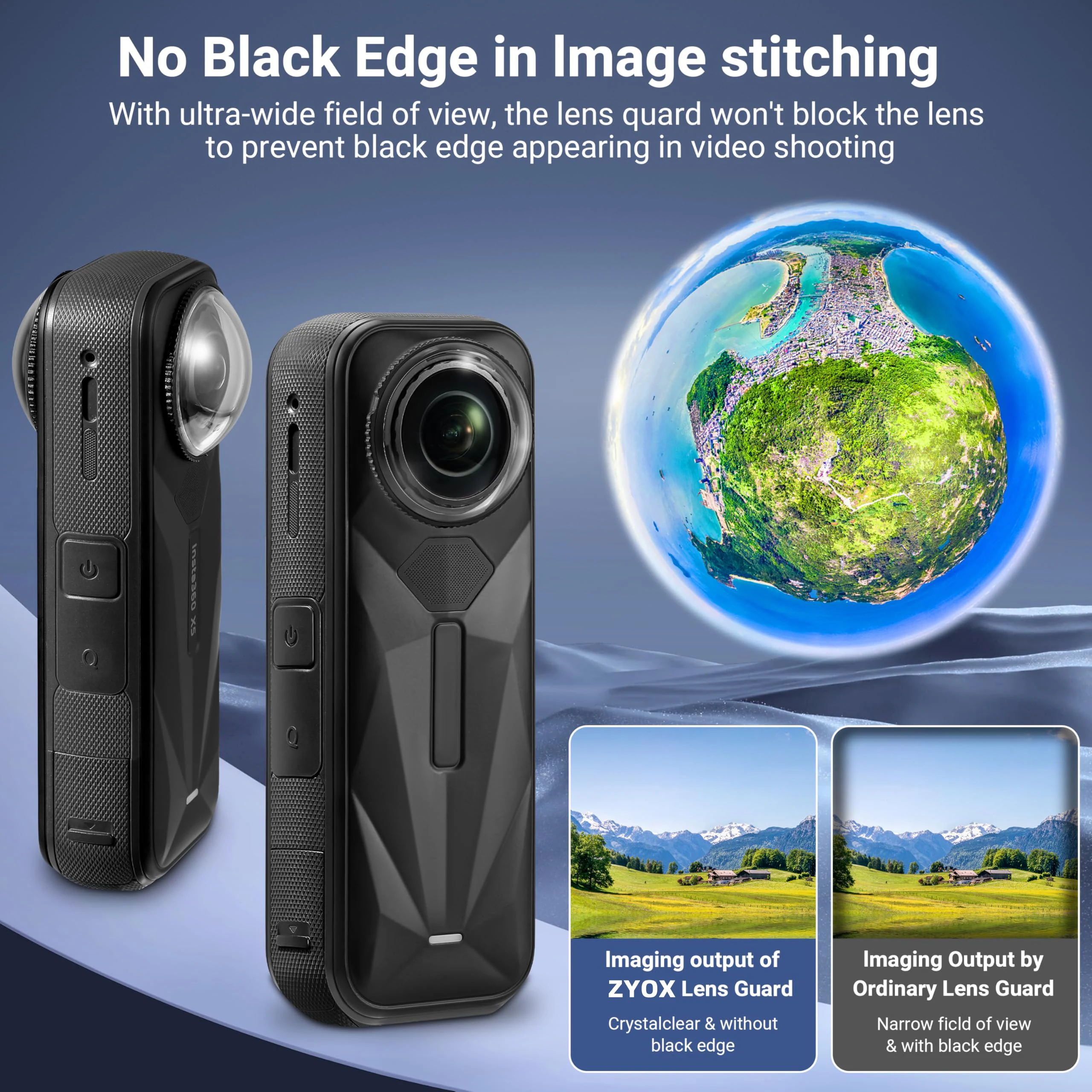Osłony obiektywu do Insta360 X5, osłona obiektywu PC z powłoką antyrefleksyjną do akcesoriów Insta 360 X5 (materiał PC) — zdjęcie produktu 5