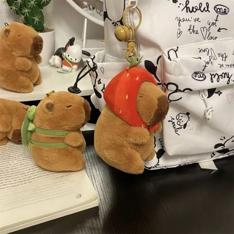 Capybara Plush Keychain Cute Bag Pendant Creative Fluffty Animals Keyring Kawaii Stuffed Doll Keychains Keyring Birthday Gift